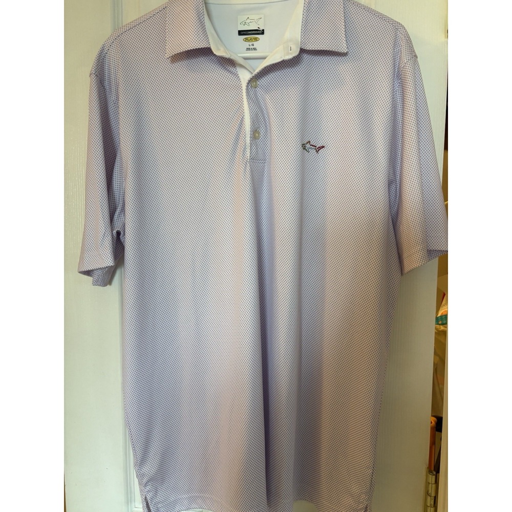 Greg Norman‎ Play Dry Lavender And White Polo Golf Shirt